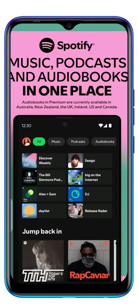 first screen view of Spotify MOD APK